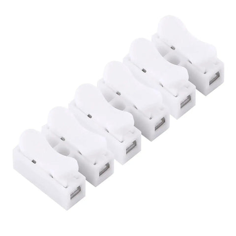 100Pcs Quick Wire Connectors Set, 2 Pin Push In Wire Terminals, 5A 220V White Plastic Shell, Durable Copper Core displayed