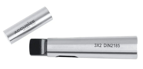 Accusize MT2 to MT3 DIN2185 Morse taper sleeve adapter, hardened and ground, two-piece set