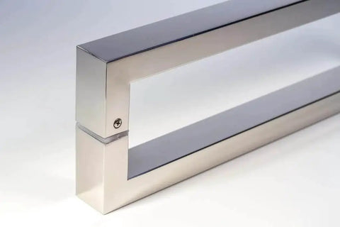 16 Inch Modern Stainless Steel Door Handle Pulls In Chrome Mirror Polish Finish for wood, glass, and metal doors, side view