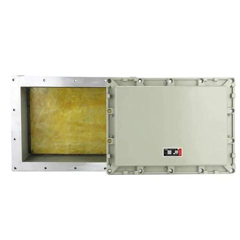 Explosion Proof Junction Box EXd IIB Aluminum Alloy Power Distribution Box with open lid showing interior, flameproof for industrial use