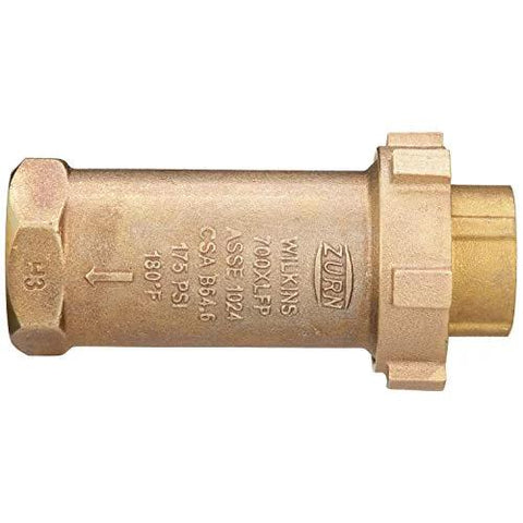 Zurn Wilkins 1-1/4 in x 1-1/4 in dual check valve, brass body, 700XLFP high-capacity