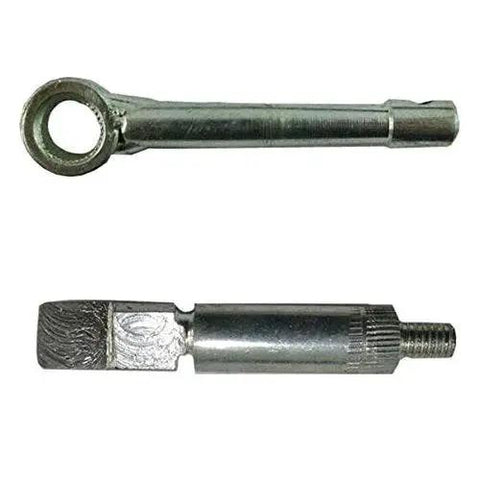 Two metal automotive clutch parts (arm and camshaft pin) shown in side view for 49cc/80cc motorized bikes, Amazon.