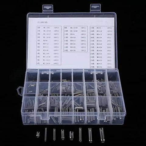 Pro Grade Stainless Steel Roll Pin Kit, 280 Pieces, M1.5 to M8 Slotted Spring Pins in Durable Box