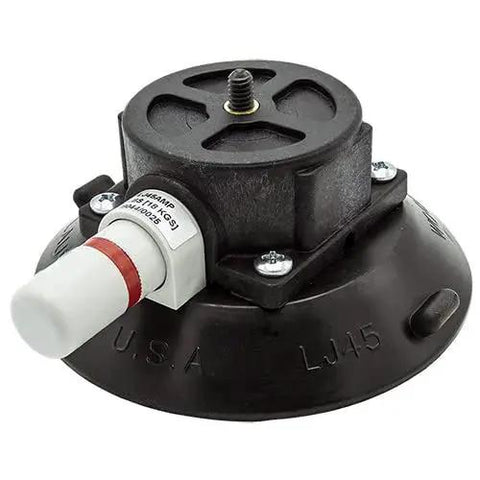 Side view of a 4.5 Inch Vacuum Mounting Cup With 1/4-20 Stud For No Drill Mounting showing the mounting stud and protective pad.