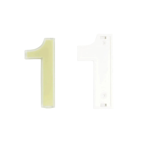 Self-Charging Outdoor Address Number 1 Waterproof Illuminated House Digit with resin back plate for low light areas.