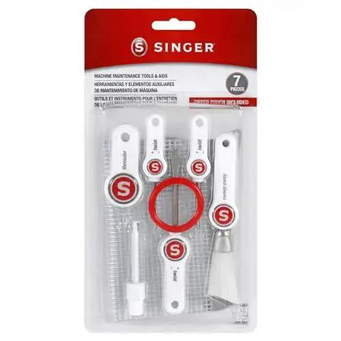 7 Piece Sewing Machine Maintenance Tool Kit With Needle Inserter, Angled Lint Brush, Threader And 3 Screwdrivers, Universal Compatibility