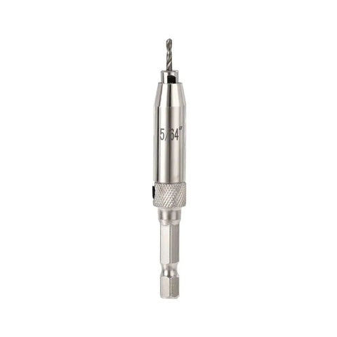 Self Centering Hinge Tapper Core Drill Bit 5/64 Inch Diameter for Woodworking, side view, showing metal construction, 18mm depth