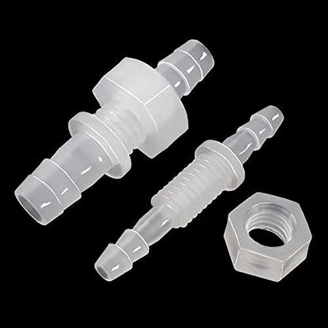 JoyTube 3/8 in hose ID barb bulkhead fittings with nut, plastic union adapters (2-pack)