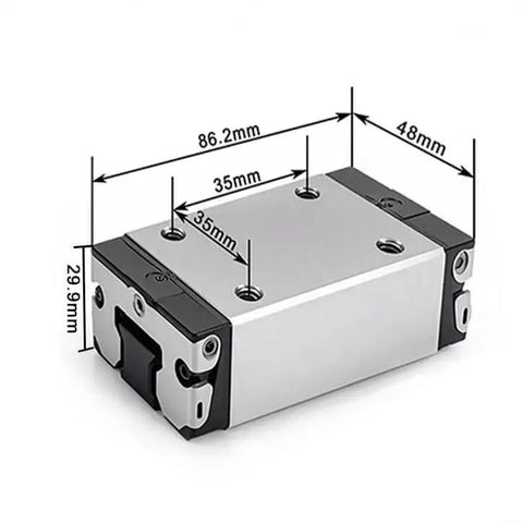 Single aluminum slider block R163221420 compact linear unit with dimensions for CNC automation robotic motion precision stage.