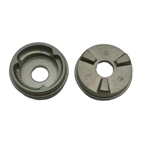 Two gray metal clutch cams for BFS451/DFS451 drywall screwdriver replacement parts