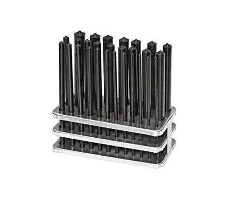 28 Piece Transfer Punch Set For Precise Hole Layout And Transfer, Ranging From 3/32 To 1/2 Inch, Black Oxide Finish, Indexed Stand.