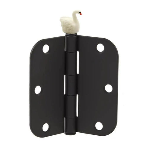 Whimsical Mini Swan Hinge Head Magnets Set Of 6 For Door Decor And Metal Surfaces shown on a metal door hinge pin