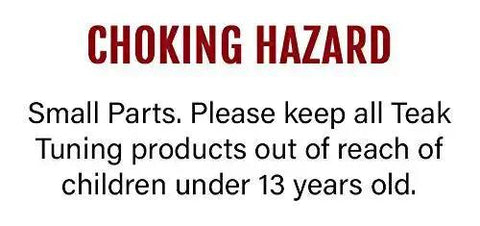 Warning label indicating a choking hazard with small parts, advising to keep out of reach of children under 13 years old.