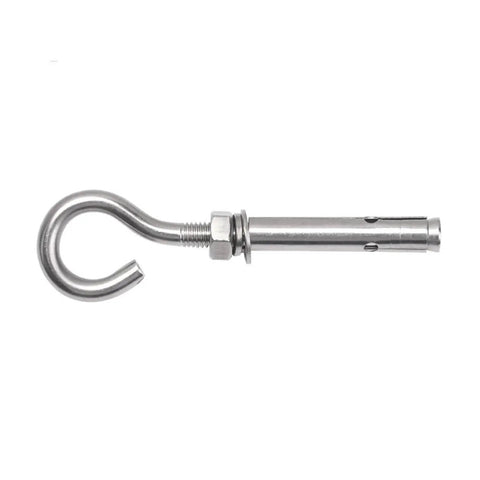 Expansion Screws Hooks Opening Hole M6 M8 In 316 Stainless Steel Eye Bolt Open Anchor Hook with hex nut and washer