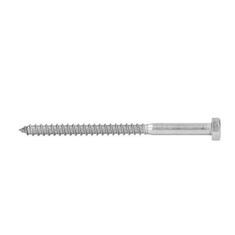 Side view of Half Thread Hex Lag Screws For Wood 304 Stainless Steel Self Tapping Fasteners For Carpentry DIN571 M8x120mm High Hardness And Durability No Pre Drill Needed