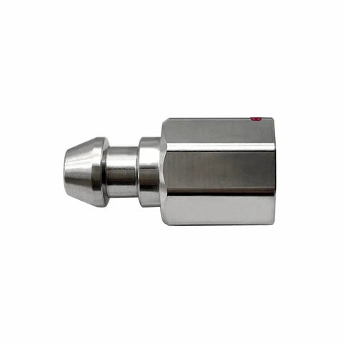 Side view of Trimble RTK GPS Quick Release Adapter for Poles 5/8x11 Stainless, highlighting its metal finish and threading.