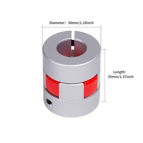 Two Pack Aluminum Flexible Shaft Couplings 10mm To 14mm Bore, 35mm Long Plum Shaped Spider Coupler For Servo And Stepper Motors