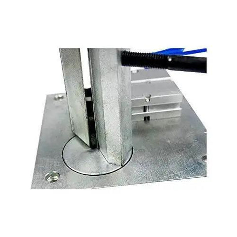 Close-up of Pneumatic Dual Axis Letter Bender for LED Signs showing metal sheet insertion area and dual cylinder design.