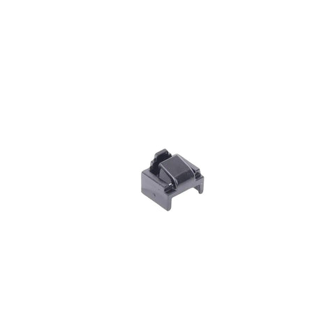 Close-up of a black blockout from the RJ45 Jack Blockout Device Kit With 10 Black Blockouts And Removal Tool, made of polycarbonate.