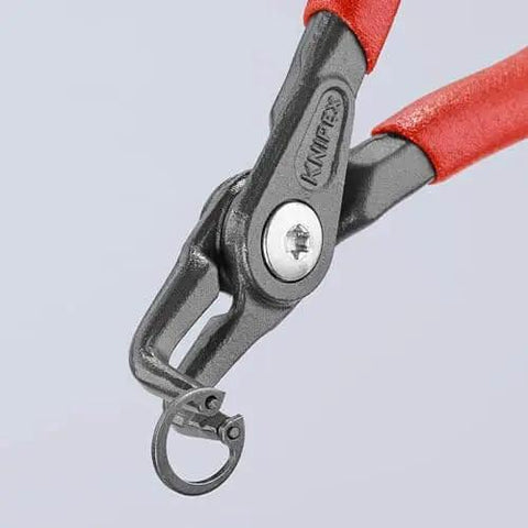 Close-up of KNIPEX 8 Piece Precision Circlip Snap Ring Pliers Set For Internal And External Circlips with slim point tips
