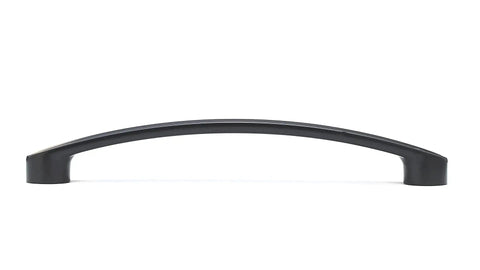 Front view of Monterey Collection 6 5 16 Inch Center To Center Matte Black Modern Arched Cabinet And Drawer Pull Handle