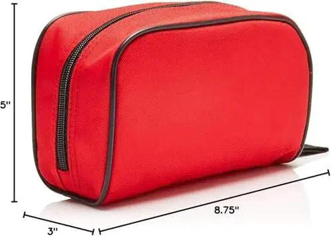 Red pouch from Color Coded First Aid Kit Pouches Set of 4 With Transparent Window For EMT Trauma Bags, measuring 8.75x5x3 inches.