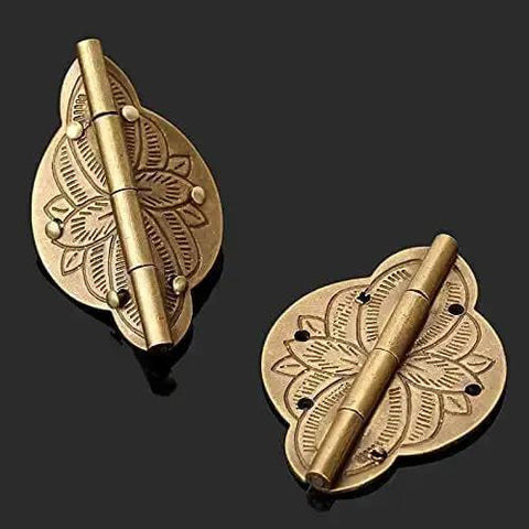 2 Pcs Brass Embossed Decorative Hinge For Wooden Jewelry Box Cabinet Cupboard Doors Retro Vintage Furniture Hardware