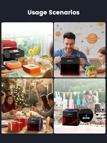 Usage scenarios of Portable 10W Laser Engraver For Wood Metal Glass With 3.5 Inch Touchscreen And AlgoOS No PC Needed in various settings
