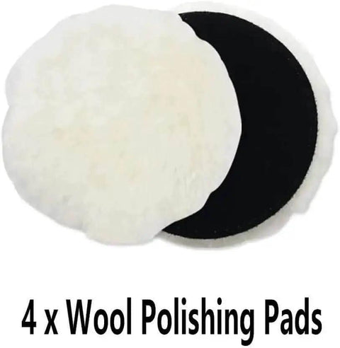 4-pack of 6 Inch Wool Polishing Pads from 6 Inch Wool Polishing Pad Kit With Backer Pad And M14 Drill Adapter For Drill Buffers
