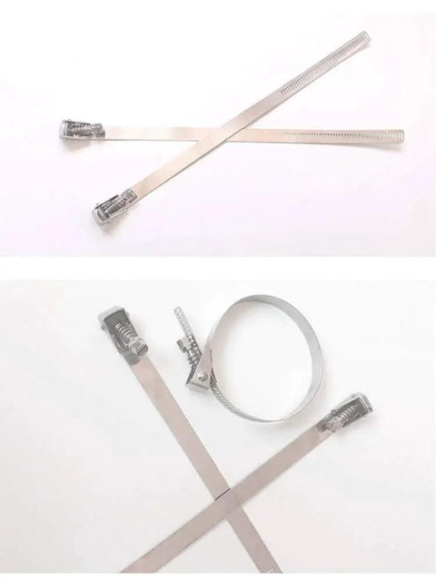 Beefy Heavy Duty Half Inch By Twenty Four Inch Stainless Steel Hose Clamps 25 Pack with live buckle quick release design.