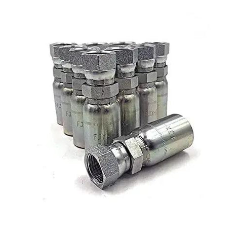 10 Pack FJX 08 08 Half Inch Hose To Half Inch JIC Thirty Seven Degree Female Hydraulic End Swivel Crimp Fitting
