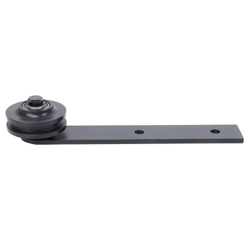 Side view of Two Pack Sliding Door Track Rail Pulley Wheel Rollers Barn Door Hardware Kit Heavy Duty Carbon Steel For Ultra Smooth Quiet Glide