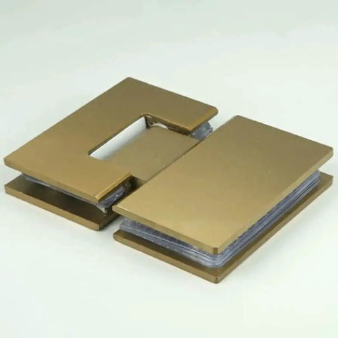 Frameless Glass Shower Door Hinge with 180 Degree Swing Brushed Stainless Steel Wall Mounted Bathroom Hardware in titanium gold