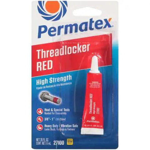 Red Heavy Duty Thread Locker For Automotive Fasteners 3/8 To 1 Inch, 0.20 Oz, package showing tube and branding