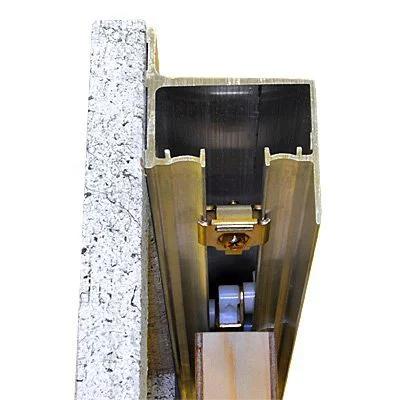 Top view of 1 Door Wall Mount Sliding Barn Door Hardware Kit with nylon hanger, aluminum rail and wall mount installation