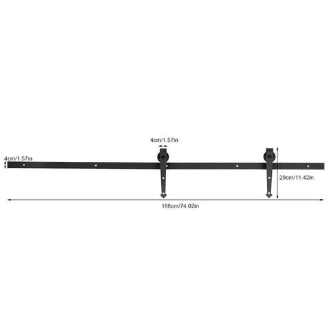 6-Foot Sliding Barn Door Roller Track Kit With Carbon Steel Hardware And POM Rollers For Smooth Quiet Movement, Closet And Cabinet Door Hardware