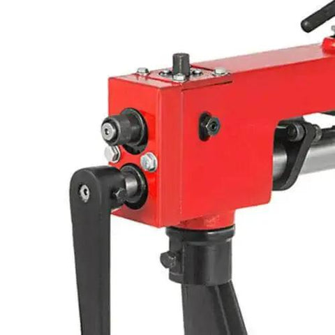 Close-up of Pro Grade Bead Roller Bending Machine For Sheet Metal 7 Inch Manual Forming Tool showing handle and die area.