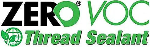 Zero VOC Thread Sealant logo with green and white colors, showing environmentally friendly sealant product.
