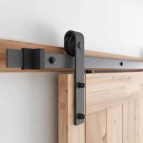Barn Door Roller Stopper Hardware For Track 41x7mm Flat Rail Limit Stop, Rust-Resistant Carbon Steel, Easy Install, 2 Pack Black Finish