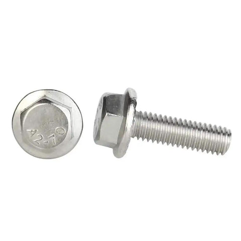 Durable Stainless Steel A2 70 M6 Flanged Hex Head Bolts DIN 6921 10mm Length 14.2mm Washer Diameter 6.6mm Head Height 25 Pack Flange Screws for Gearheads and DIY Projects