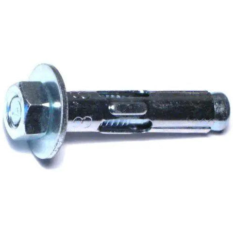 Front view of 3/8 X 1-7/8 Inch Sleeve Anchor for concrete, steel construction, zinc plated finish, expansion sleeve anchor
