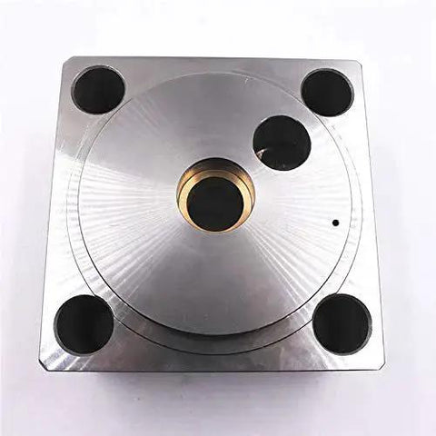 60K Waterjet Intensifier End Bell Assembly Right For Water Jet Cutting Machine Pump 007303-1 TL-001008-1 Spare Part Built To Last High Pressure End Bell Durable Long Service Life And Reliable Performance top view showing metal construction and circular holes.