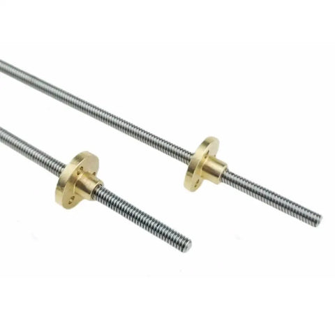 1Mm Pitch Threaded Rod For 3D Printers With Brass Nut, T5 Stainless Steel Trapezoidal Rod Lead 1Mm, multiple lengths visible