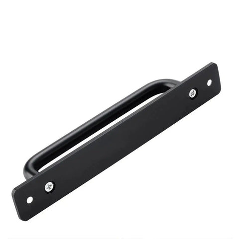 Black Aluminium Alloy Barn Door Handles Set of 2, 7 Inch Sliding Door Pull Handles with Plate, durable rust resistant design.