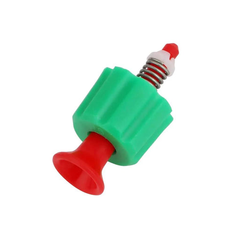 2-pack pressure relief valve for garden sprayer, green plastic body with red plunger and metal spring