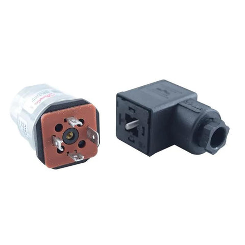 MBS-3000 pressure transmitter set with 4–20 mA output; stainless steel body, orange front plate, and black connector.