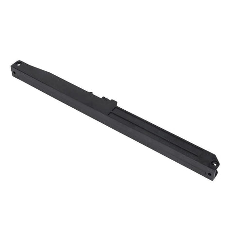 Side view of a black Soft Close Buffer Damper For Sliding Barn Doors, Quiet And Adjustable Rise And Fall, One Way Track Glide Accessory.