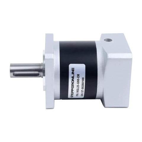 Side view of MGL Series Planetary Gearbox For Nema 23 Motors With 50 To 1 Gear Ratio And 45 Arcmin Backlash, 8mm Shaft by StepperOnline