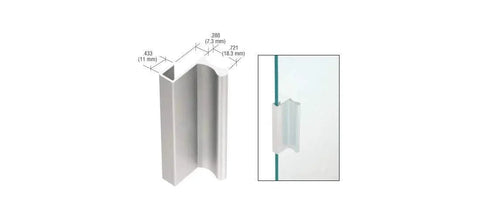 Satin Anodized Aluminum 3 Inch Door Pull With 7/16 Inch Lip For Sliding Glass And Panel Doors D643A installed view.