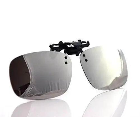 Polarized Clip On Sunglasses With Flip Up Design Silver Mirrored Lenses Unisex Outdoor Glasses Lightweight Plastic Frames